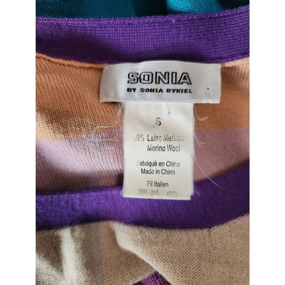 Sonia Rykiel Merino Wool Multicolor Ruffle Sweater Size Small - Picture 5 of 5